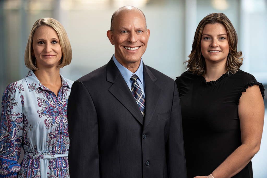 From left: Kali (Care Team Coordinator), Dr. Steven Bardfield, and Samantha (Certified Nursing Assistant)