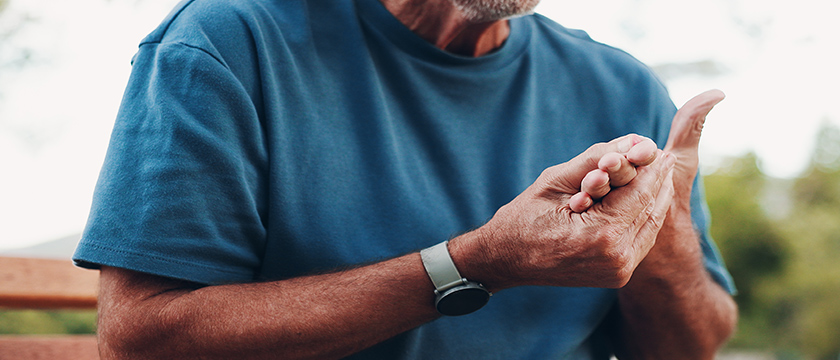 Man Stretching His Fingers, Close Up